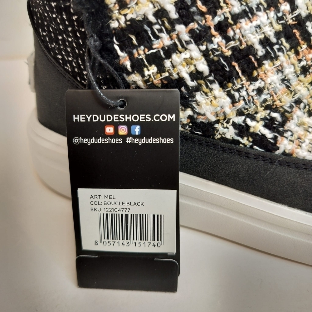 HEY‎ DUDE Mel Boucle Black Moc Boots Women's Faux Fur Lining Flat Sneaker Shoes - Picture 15 of 15